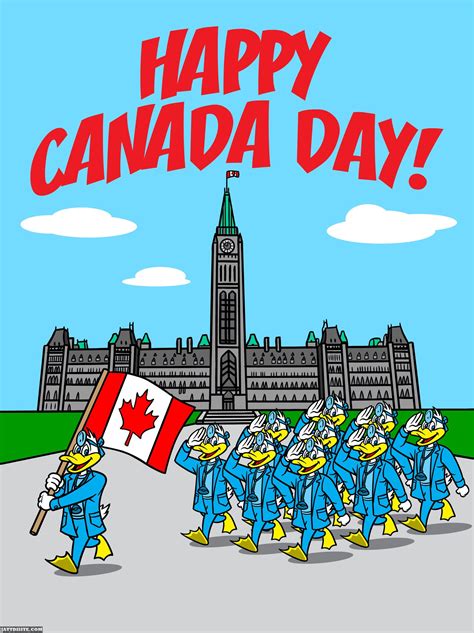 Happy Canada Day Ducks Parade Cartoon Graphic – JattDiSite.com