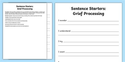 Dealing with Grief - Sad Sentence Starters | Twinkl - Twinkl