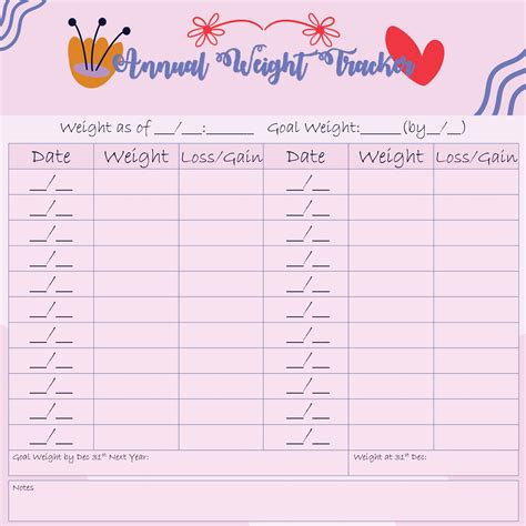 Weight Loss Goal Chart - 10 Free PDF Printables | Printablee