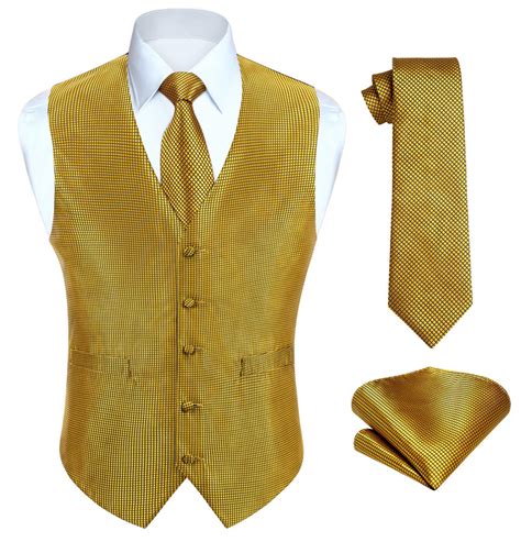 Plaid 3pc Suit Vest Set - GOLD-NEW – Hisdern