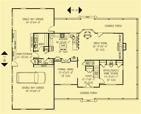 1 Story House Plan With Wrap Around Porch - House Design Ideas