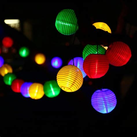 Colored lantern String Lights Outdoor Ball Lights 20LED Warm White ...