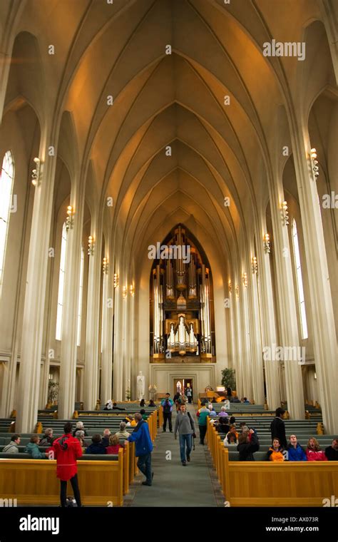 Hallgrimskirkja church interior Reykjavik Iceland Stock Photo, Royalty ...