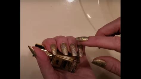 💅🏼 My Sparkly Golden Nails 💅🏼 - YouTube