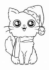 Printable Christmas Cat Coloring Pages sketch template