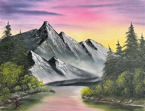 Original Oil Painting Dark Mountain 16 X 20 Stretched Canvas Landscape Wall Art Great for Gifts ...