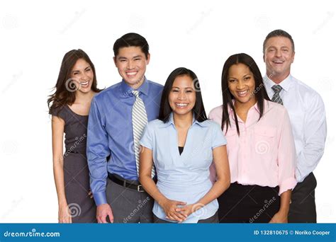 Diverse Group of Business People Smiling Isolated on White Stock Image - Image of ethnicities ...