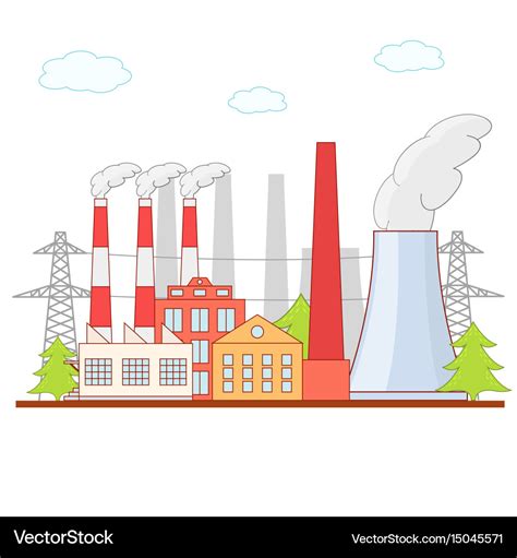 Cartoon factory building industry business Vector Image