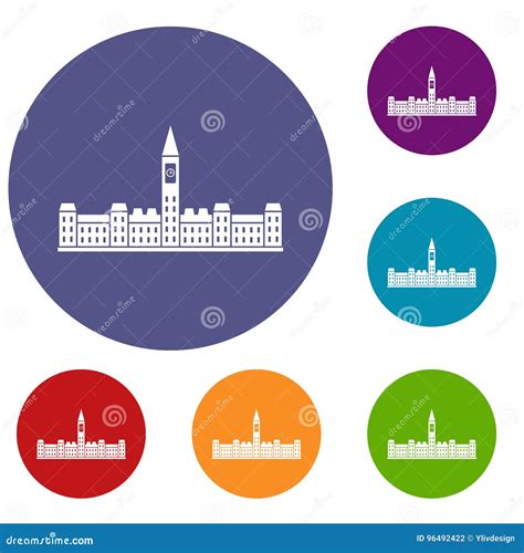 Parliament Building of Canada Icons Set Stock Vector - Illustration of clock, ontario: 96492422