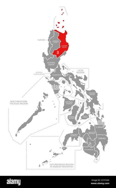 Cagayan Valley red highlighted in map of Philippines Stock Photo - Alamy