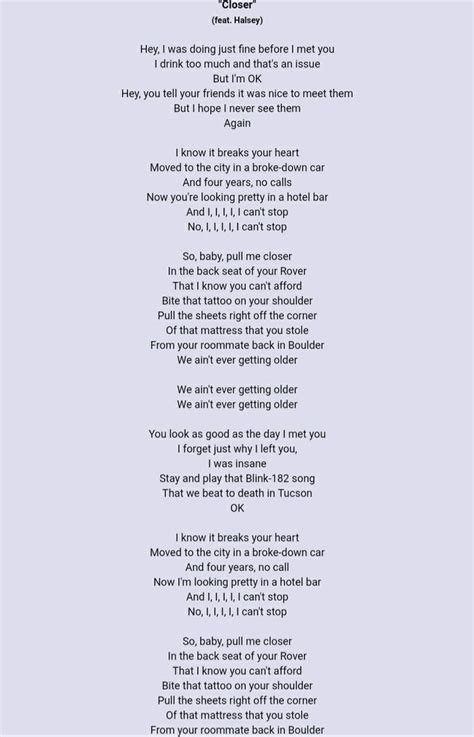 Closer by Chainsmokers Lyrics