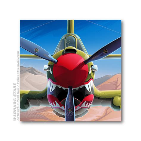 Aviation Art Poster / P-40 Warhawk Shark Mouth / Volitant Visuals