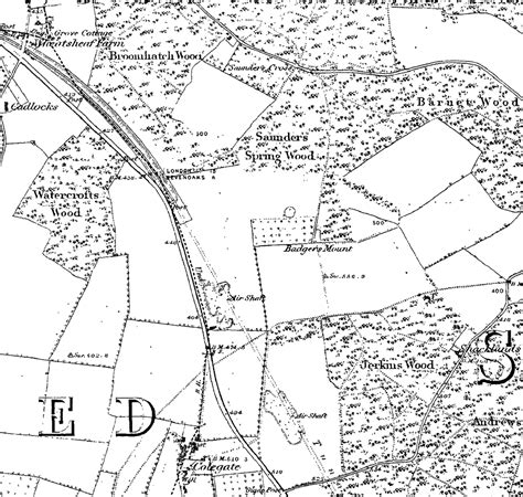 First Edition Ordnance Survey map of Badgers Mount 1871