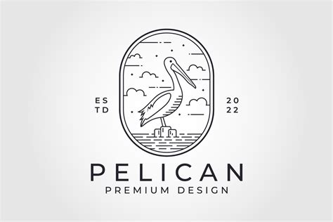 Pelican Line Art Mono Illustration LOGO Graphic by PrastHF · Creative Fabrica