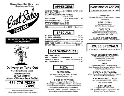 east end pizzeria menu - Merideth Shumaker