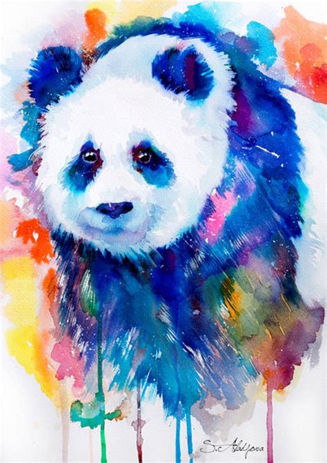 Panda watercolor painting print by Slaveika Aladjova art | Etsy ...