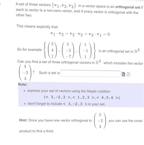 Solved: A Set Of Three Vectors {v_1, V_2, V_3) In A Vector... | Chegg.com