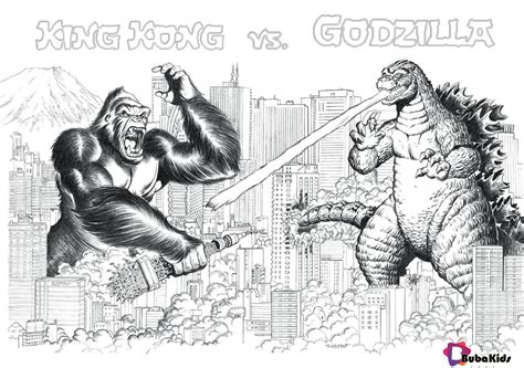 King kong vs Godzilla free and printable coloring page. godzilla, king kong #Godzilla, #KingKong ...