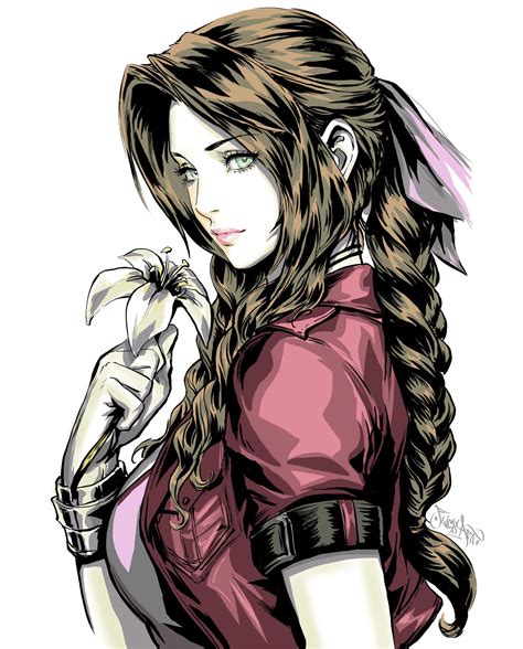 Aerith Gainsborough (Aeris) portrait: Final Fantasy 7 remake [Artist: Yury Flics] - Other games ...