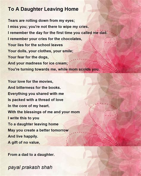 To A Daughter Leaving Home - To A Daughter Leaving Home Poem by payal prakash shah