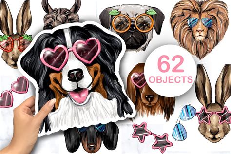 animals with glasses clipart | Pre-Designed Photoshop Graphics ~ Creative Market