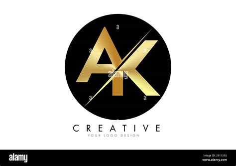 AK A K Golden Letter Logo Design with a Creative Cut. Creative logo ...