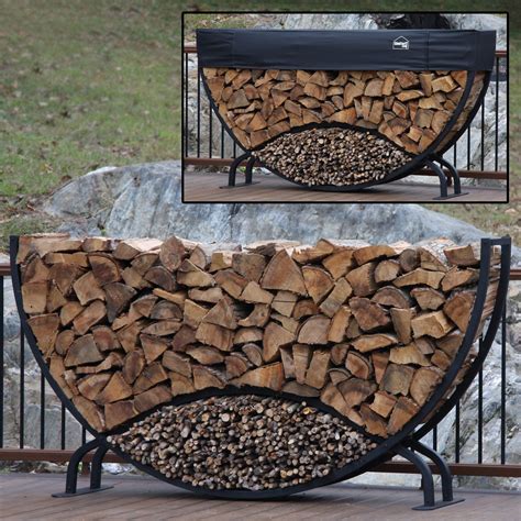 ShelterIt 8 ft. Round Firewood and Kindling Log Rack in 2020 | Firewood ...