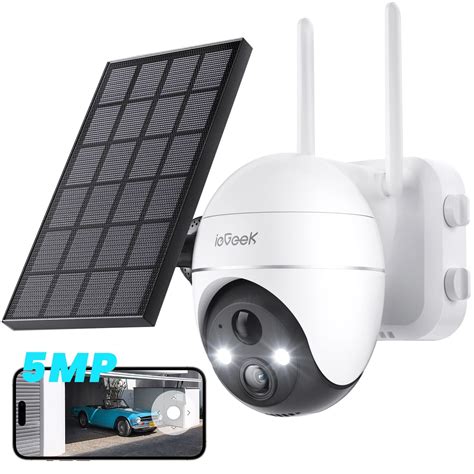 5MP PTZ WiFi Wireless Outdoor Security Cameras, Solar Powered, ieGeek, 360° View, Spotlight ...