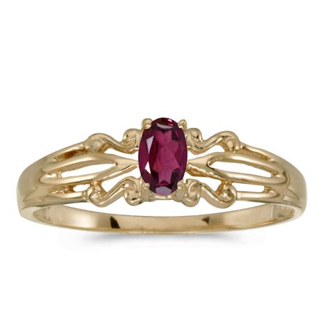 14k Yellow Gold Oval Rhodolite Garnet Ring - Walmart.com