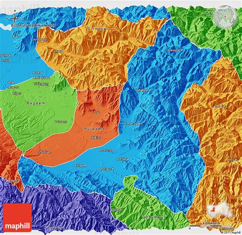 Political 3D Map of Anantnag (Kashmir South)