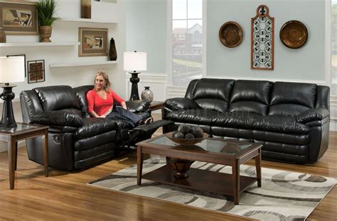 Black Bentley Bonded Leather Reclining Sofa & Loveseat Set