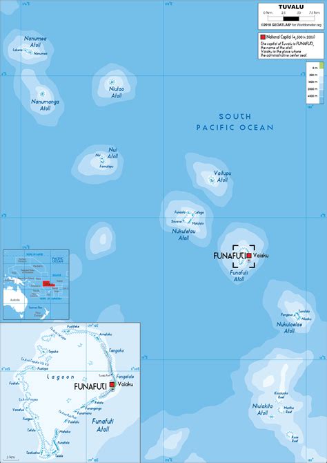 Tuvalu Map (Physical) - Worldometer