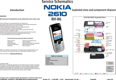 Nokia 2610 RH 86 Service Schematics. Www.s manuals.com. Schematics V1.0