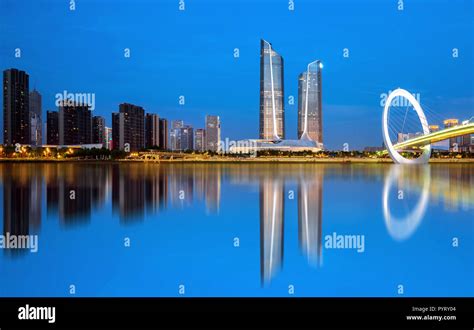 China Nanjing city skyline and modern buildings, night landscape Stock Photo - Alamy