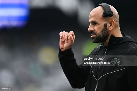 Robert Saleh, head coach of the New York Jets stands on the sideline ...