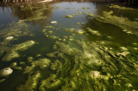 Premium AI Image | Closeup of algae bloom caused by high levels of ...