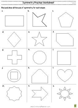 Axis of Symmetry on 2D Shapes Worksheet (4.G.3) by Elementary All In One Math