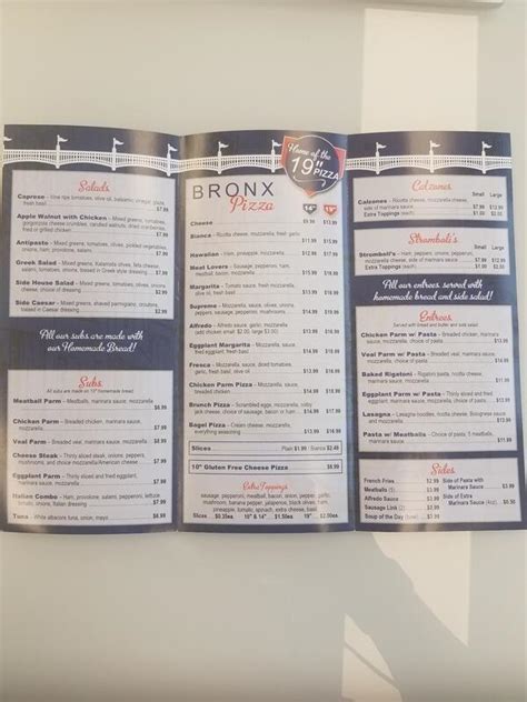 Menu at Bronx Pizza pizzeria, DeLand