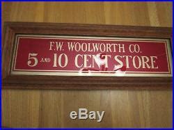 Vintage F. W. Woolworth Co. Five and ten cent store sign reverse painted on glass | Vintage ...