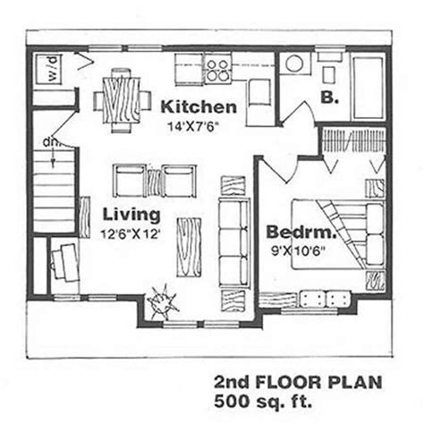 2 Bedroom House Plans Under 500 Square Feet - Nada Home Design