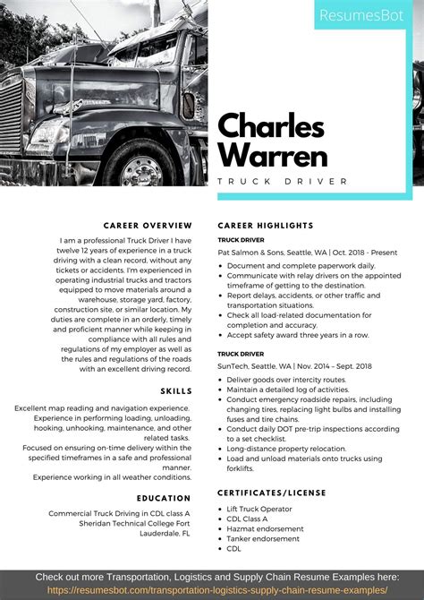 Truck Driver Resume Samples and Tips [PDF+DOC] | Resumes Bot