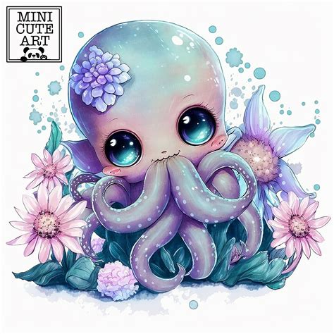 Baby Octopus Watercolor Art Watercolor Cute Octopus Clip Art - Etsy