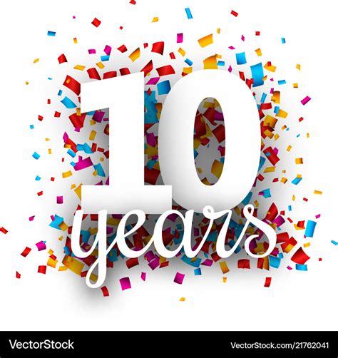 Ten years anniversary with colorful confetti Vector Image