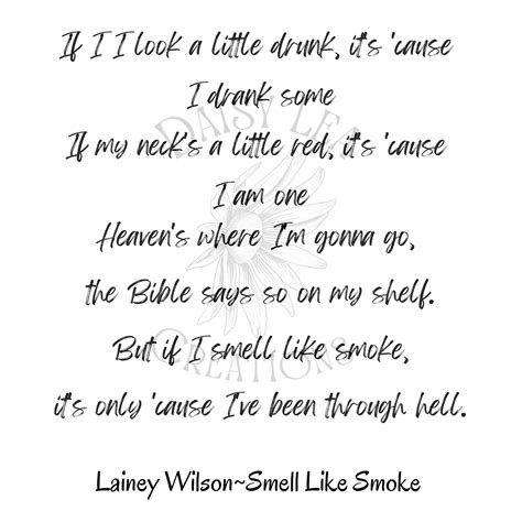 Lainey Wilson Smell Like Smoke Lyrics PNG - Etsy