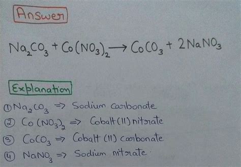 [Solved] What is the balanced chemical equation of Cobalt (II) nitrate +... | Course Hero