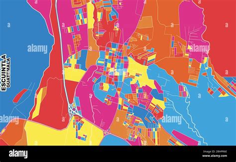 Colorful vector map of Escuintla, Escuintla, Guatemala. Art Map ...