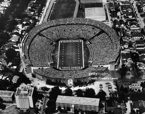 Aerial view of the Sugar Bowl stadium filled with spectators during a ...