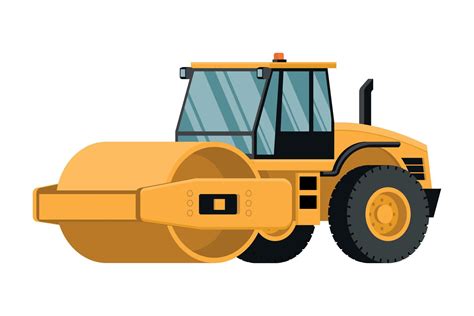 Yellow soil compactor 3d heavy machinery on white background. 5226551 Vector Art at Vecteezy