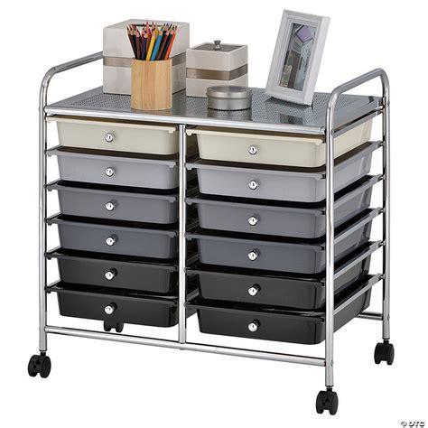 ECR4Kids 12-Drawer Rolling Storage Cart - Greyscale