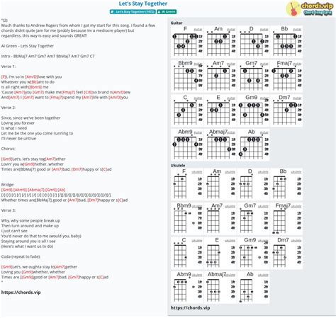 Chord: Let's Stay Together - tab, song lyric, sheet, guitar, ukulele | chords.vip